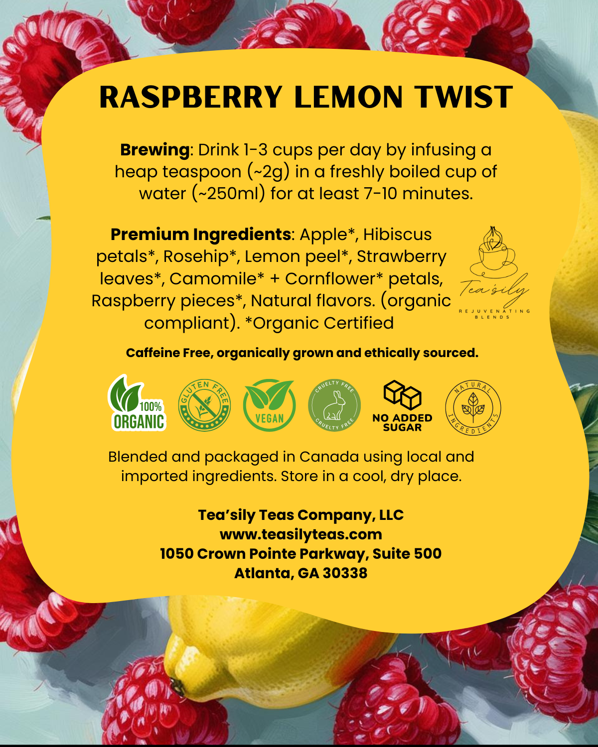 Raspberry Lemon Twist for Immunity, Digestion & Anti-Inflammatory Support