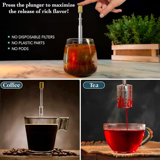 Portable Stainless Steel Micro French Press (Plunger)